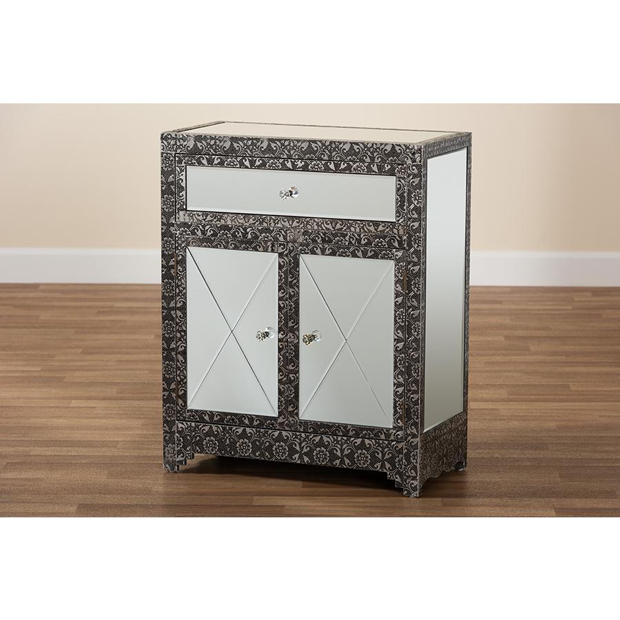 Mirrored Glass 1-Drawer Sideboard Buffet. Picture 8