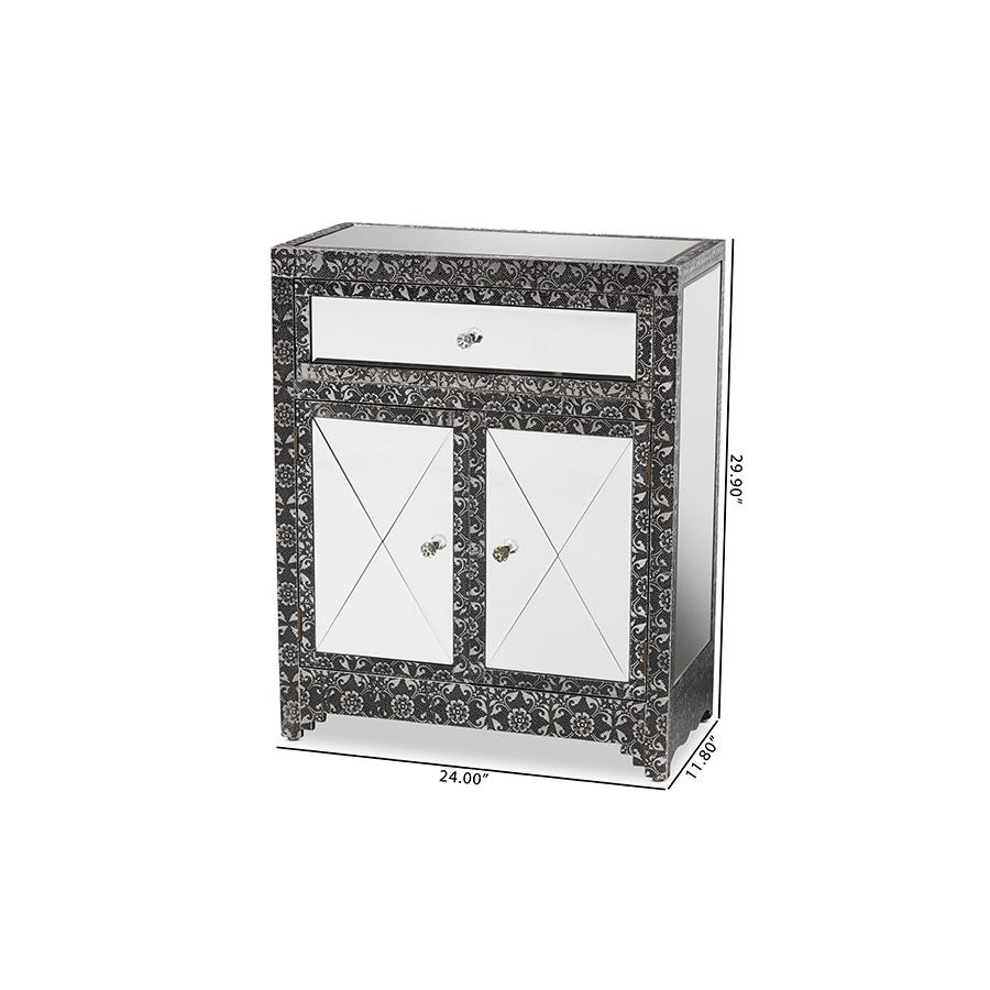 Mirrored Glass 1-Drawer Sideboard Buffet. Picture 9