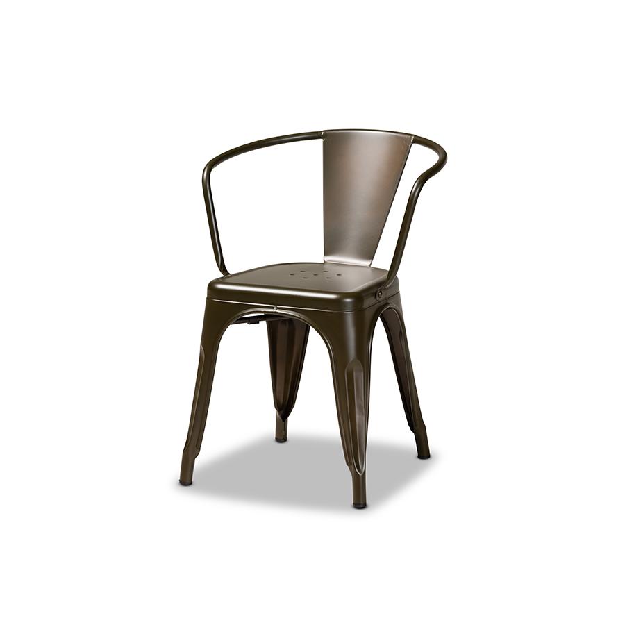 Ryland Modern Industrial Brown Finished Metal 4-Piece Dining Chair Set. Picture 2