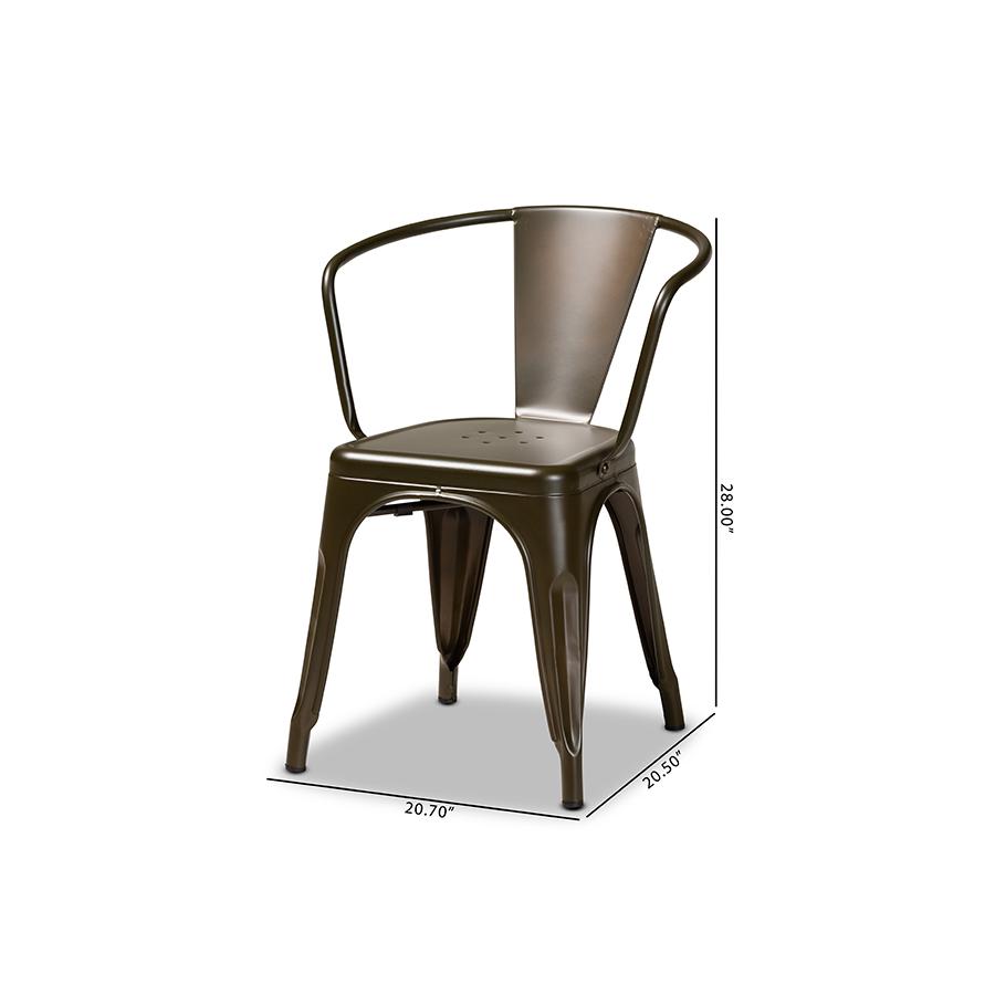 Ryland Modern Industrial Brown Finished Metal 4-Piece Dining Chair Set. Picture 8