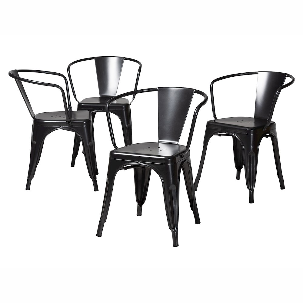 Baxton Studio Ryland Modern Industrial Dark Grey Finished Metal Dining Chair. Picture 5