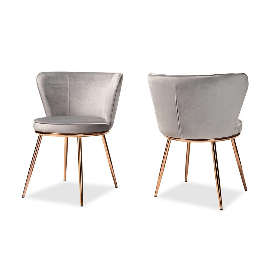 Rose Gold Finished Metal 2-Piece Dining Chair Set. Picture 1