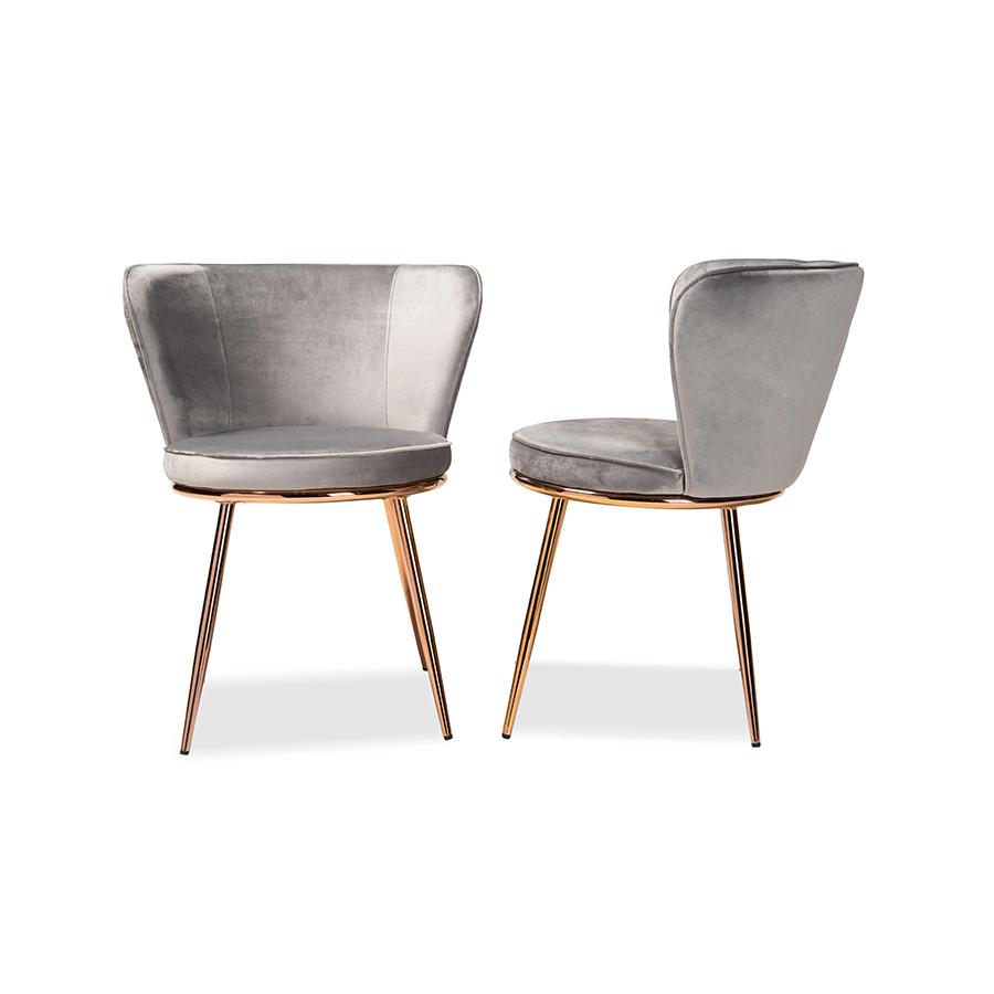 Rose Gold Finished Metal 2-Piece Dining Chair Set. Picture 2