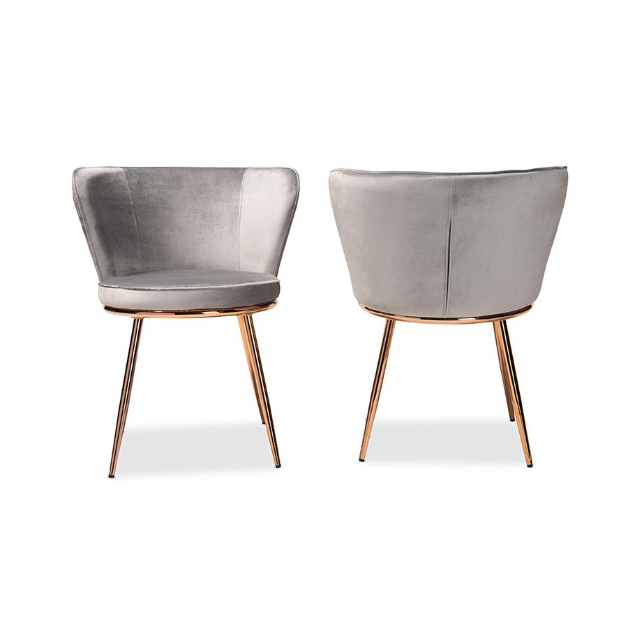 Rose Gold Finished Metal 2-Piece Dining Chair Set. Picture 3