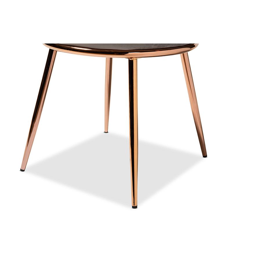 Rose Gold Finished Metal 2-Piece Dining Chair Set. Picture 5