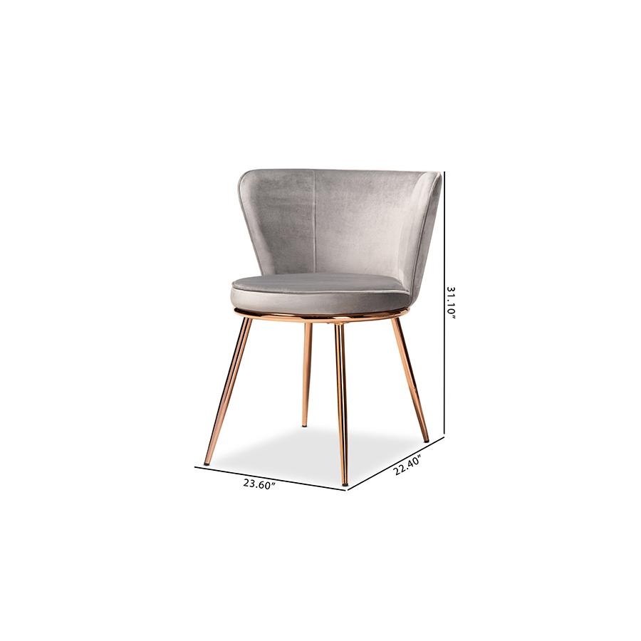 Rose Gold Finished Metal 2-Piece Dining Chair Set. Picture 9