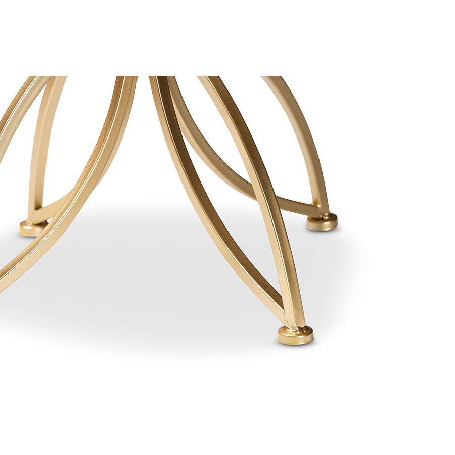 Gold Finished Metal End Table with Marble Tabletop. Picture 3