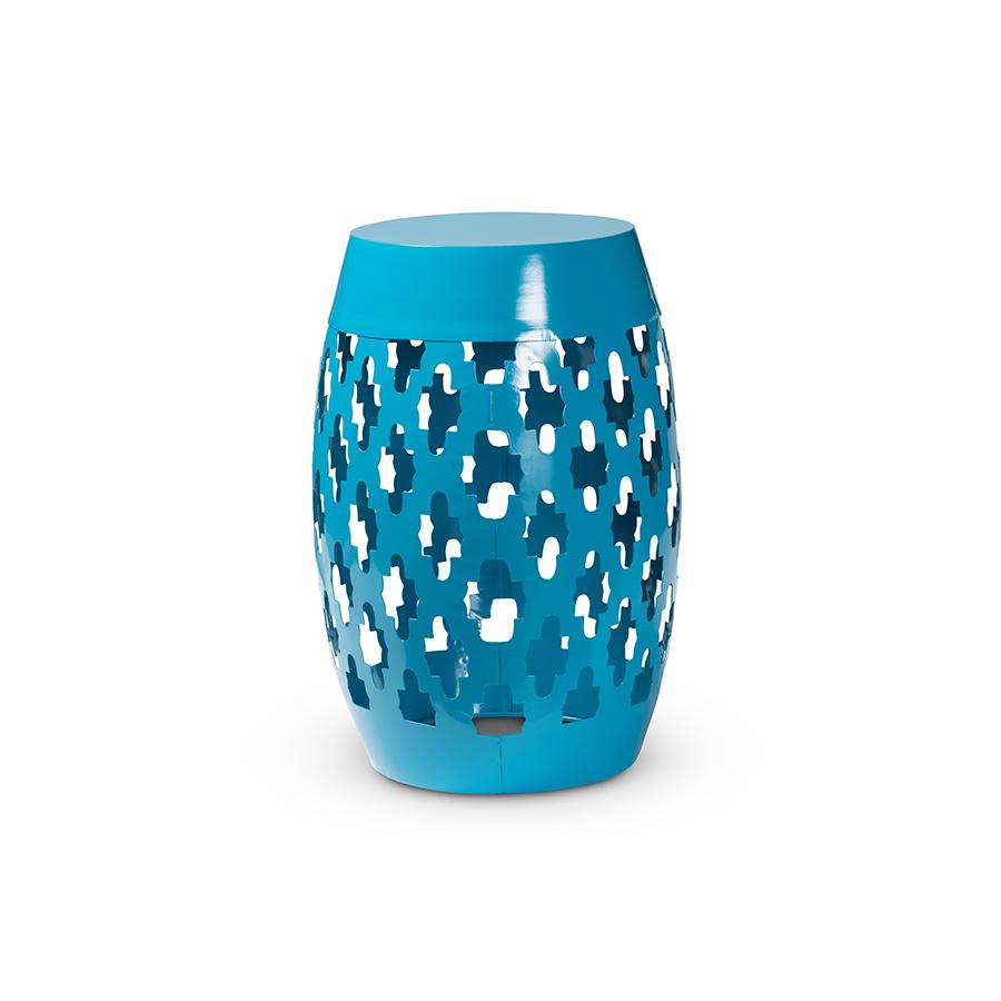 Branson Modern and Contemporary Blue Finished Metal Outdoor Side Table. Picture 1