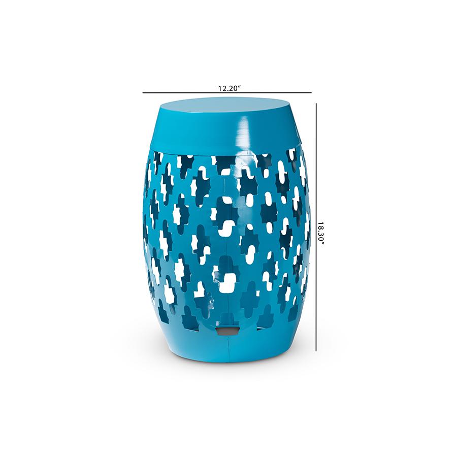 Branson Modern and Contemporary Blue Finished Metal Outdoor Side Table. Picture 7