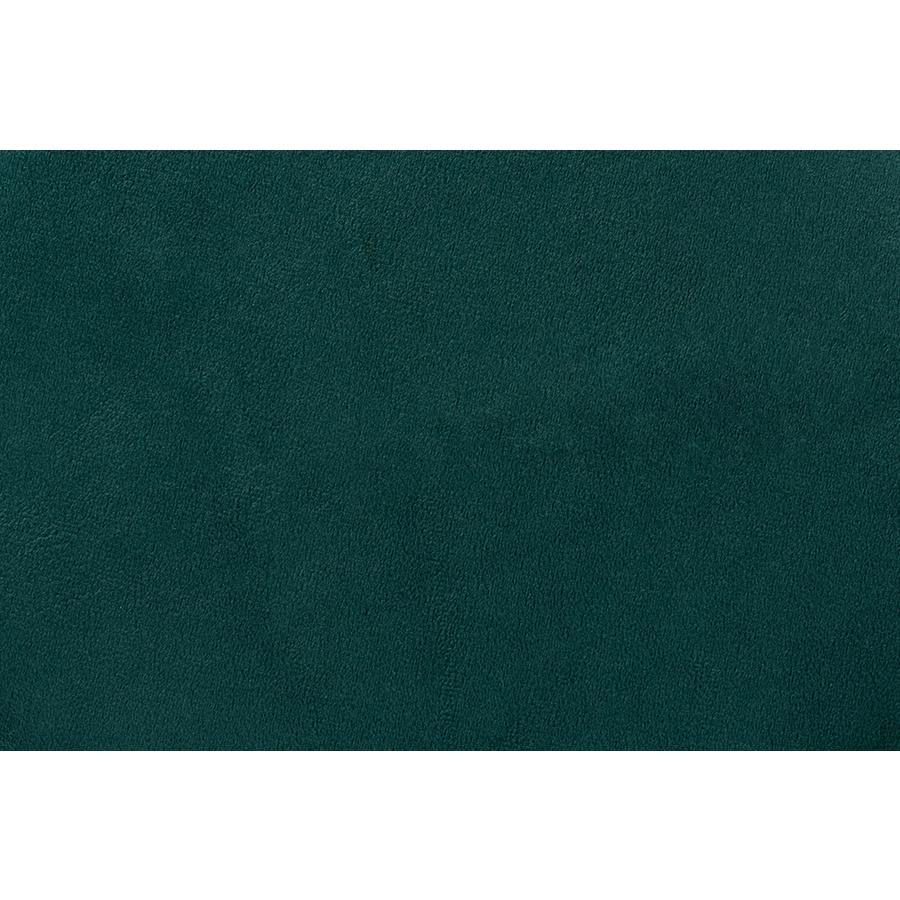 Glam and Luxe Green Velvet Fabric Upholstered and Gold Finished Metal Ottoman. Picture 4