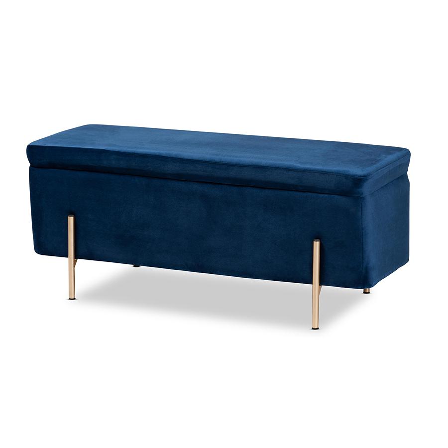 Gold Finished Metal Storage Bench. Picture 1