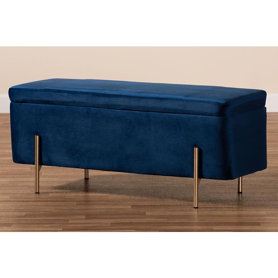 Gold Finished Metal Storage Bench. Picture 10