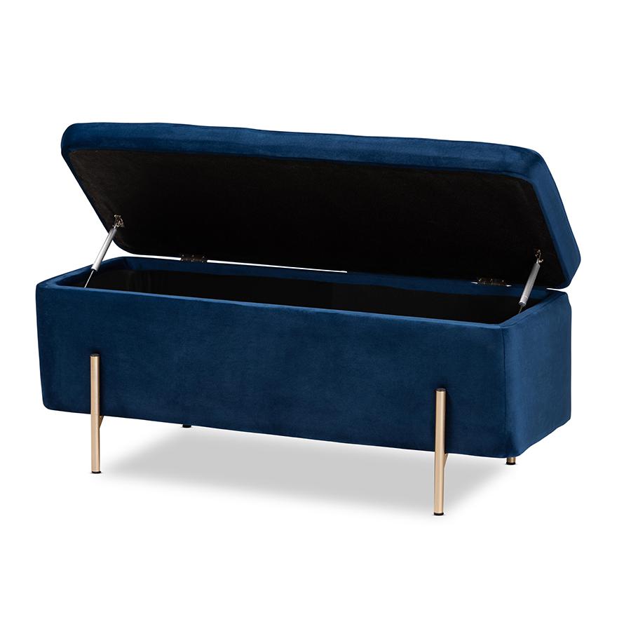 Gold Finished Metal Storage Bench. Picture 2