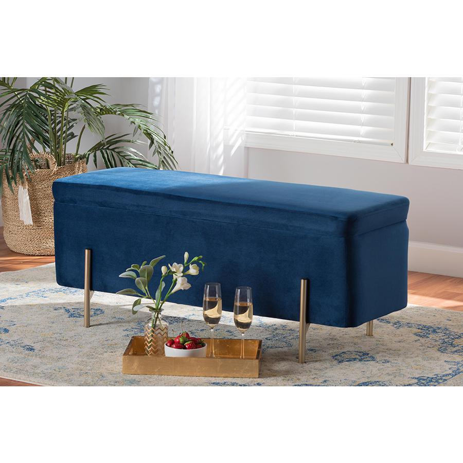 Gold Finished Metal Storage Bench. Picture 8