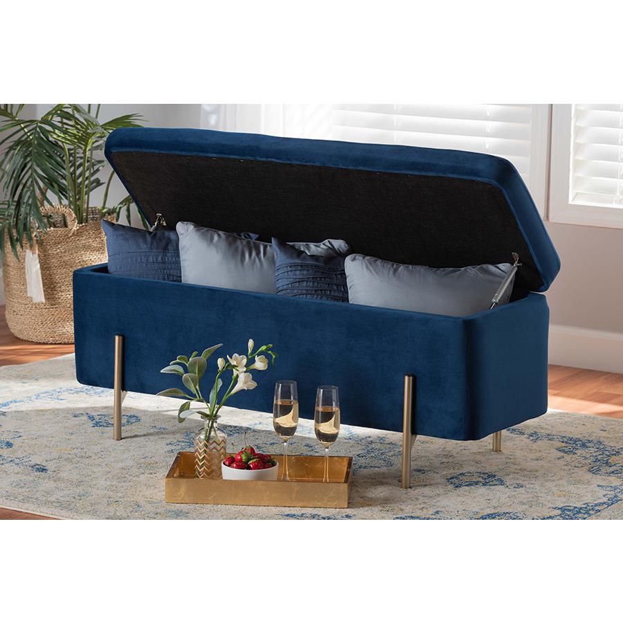Gold Finished Metal Storage Bench. Picture 9