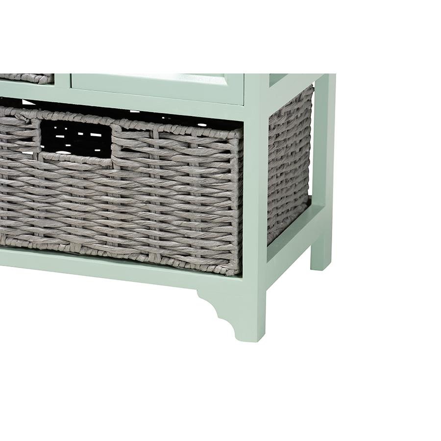 Mint Green Finished Wood 3-Drawer Storage Unit with Baskets. Picture 6