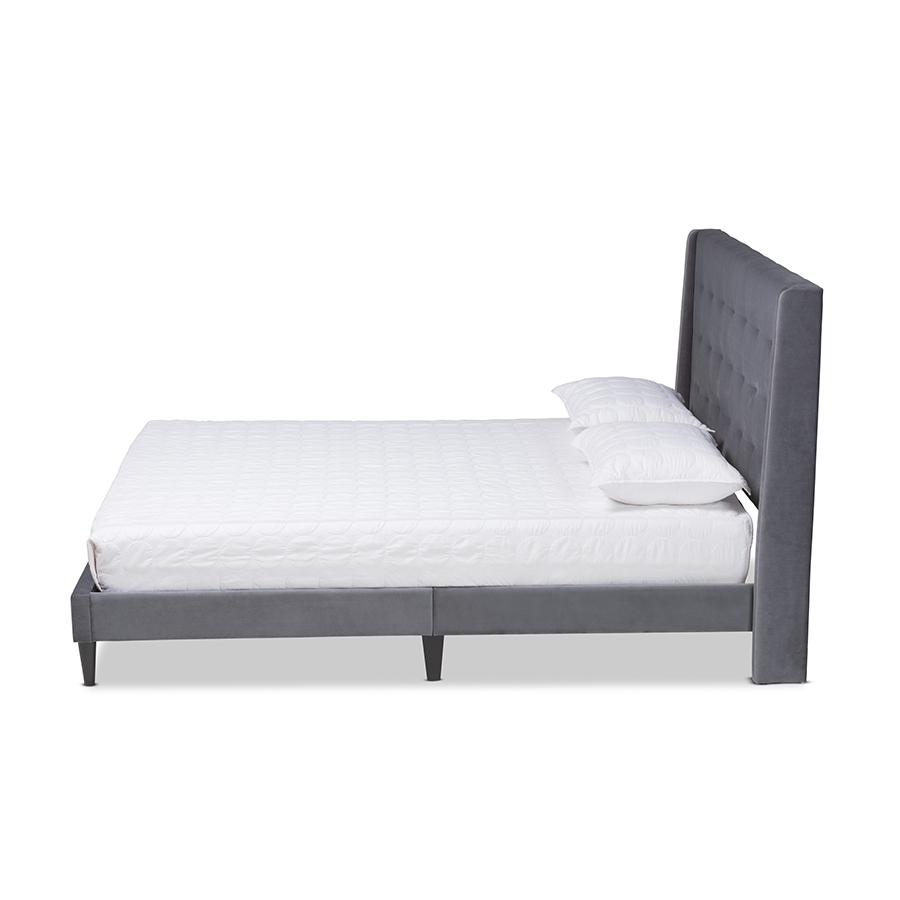 Dark Brown Finished Wood Queen Size Platform Bed. Picture 2