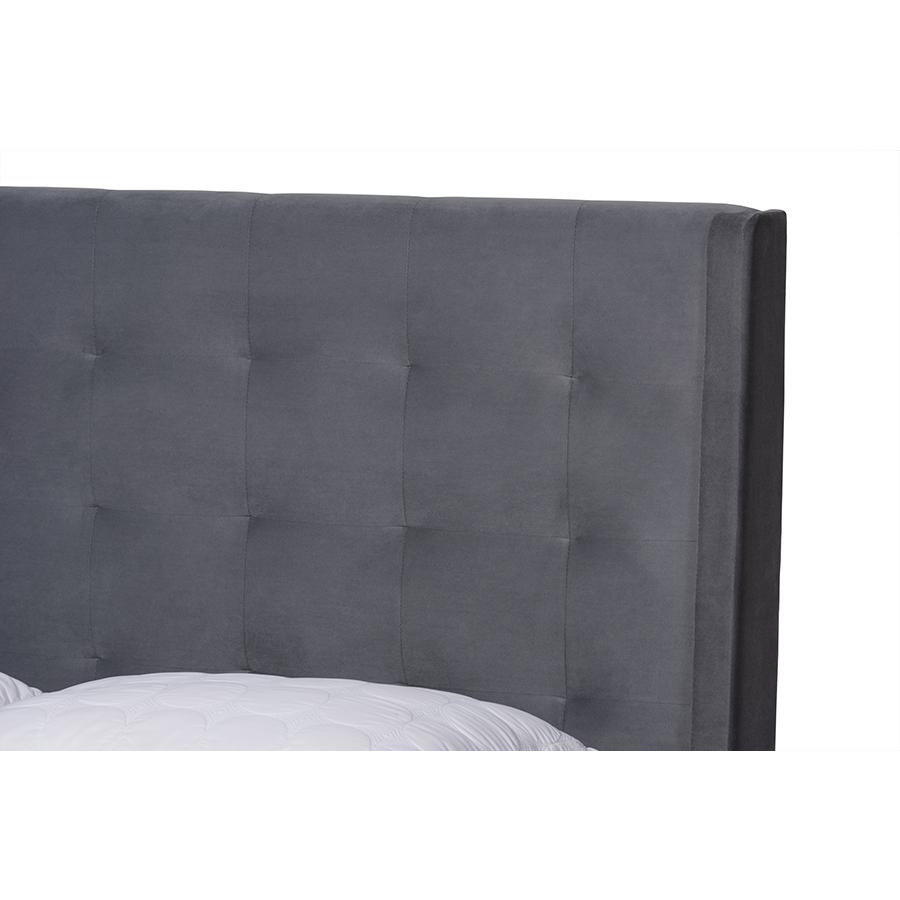 Dark Brown Finished Wood Queen Size Platform Bed. Picture 4