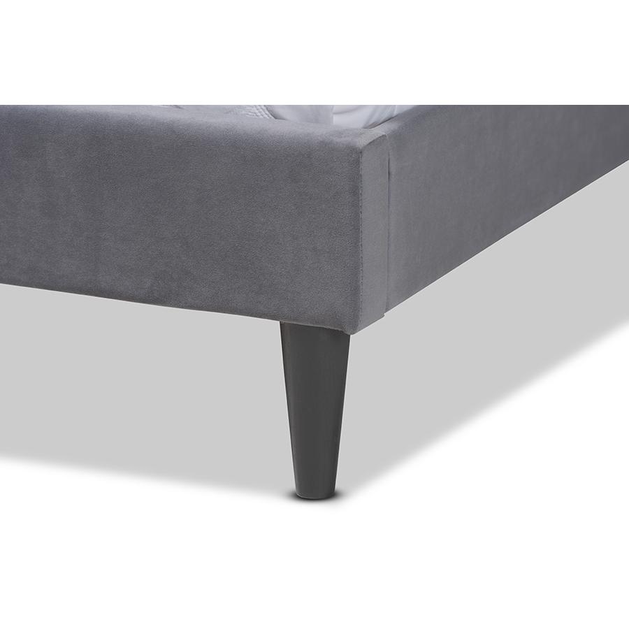 Dark Brown Finished Wood Queen Size Platform Bed. Picture 5