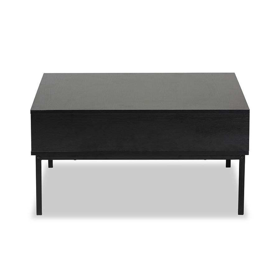 Two-Tone Oak Brown and Black Finished Wood Coffee Table. Picture 4