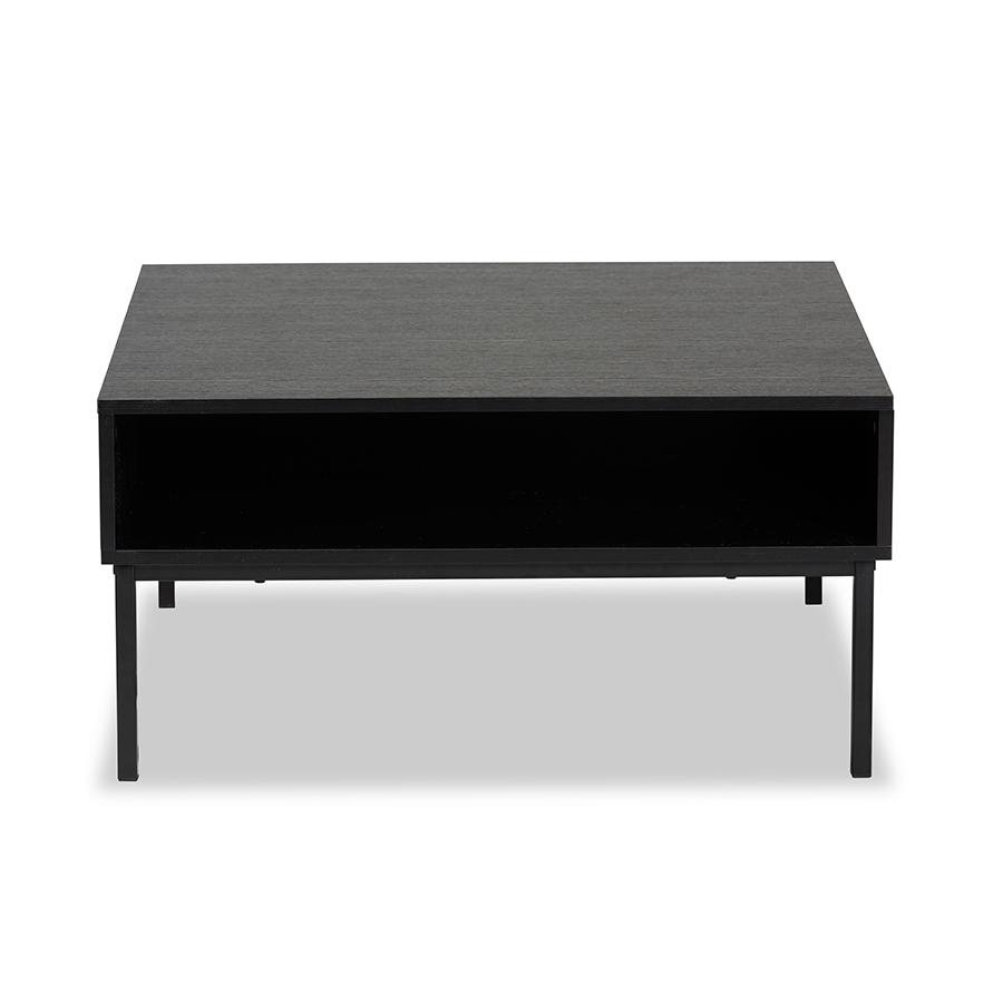 Two-Tone Oak Brown and Black Finished Wood Coffee Table. Picture 5