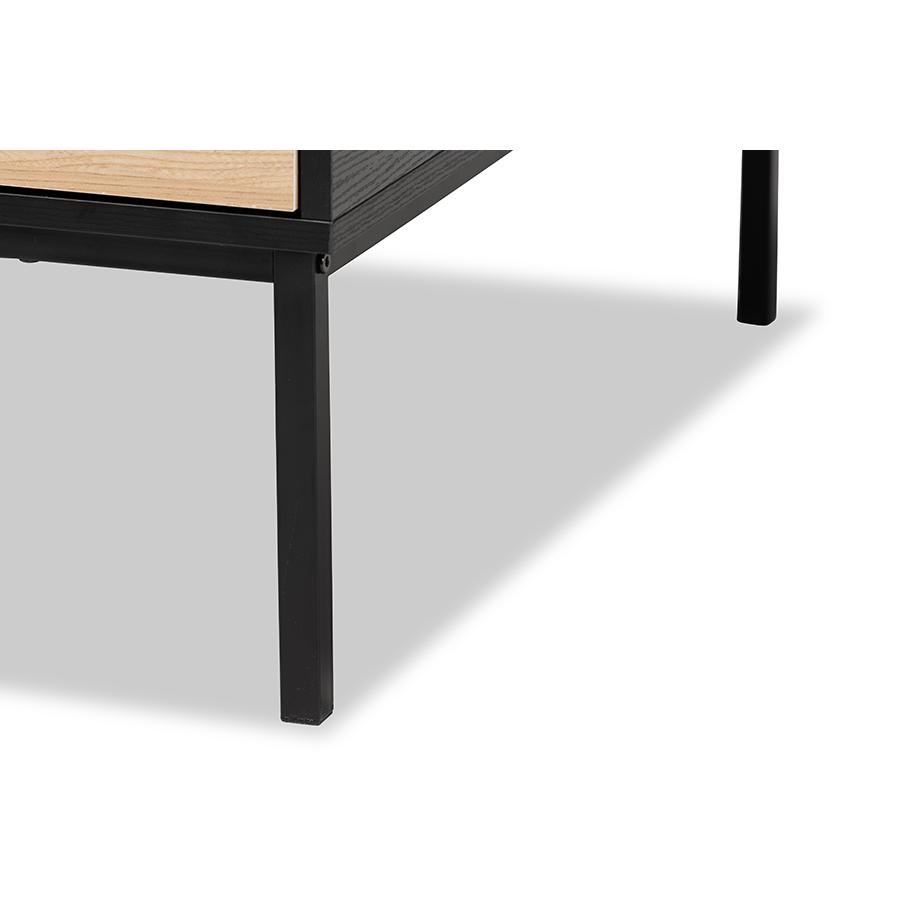 Two-Tone Oak Brown and Black Finished Wood Coffee Table. Picture 7