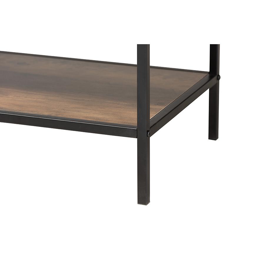 Industrial Walnut Brown Finished Wood and Black Metal 2-Door Sideboard. Picture 6