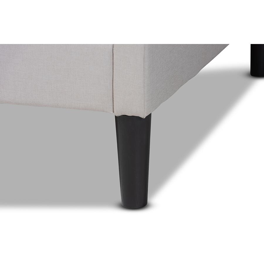 Beige Fabric Upholstered and Dark Brown Finished Wood Full Size Daybed. Picture 5