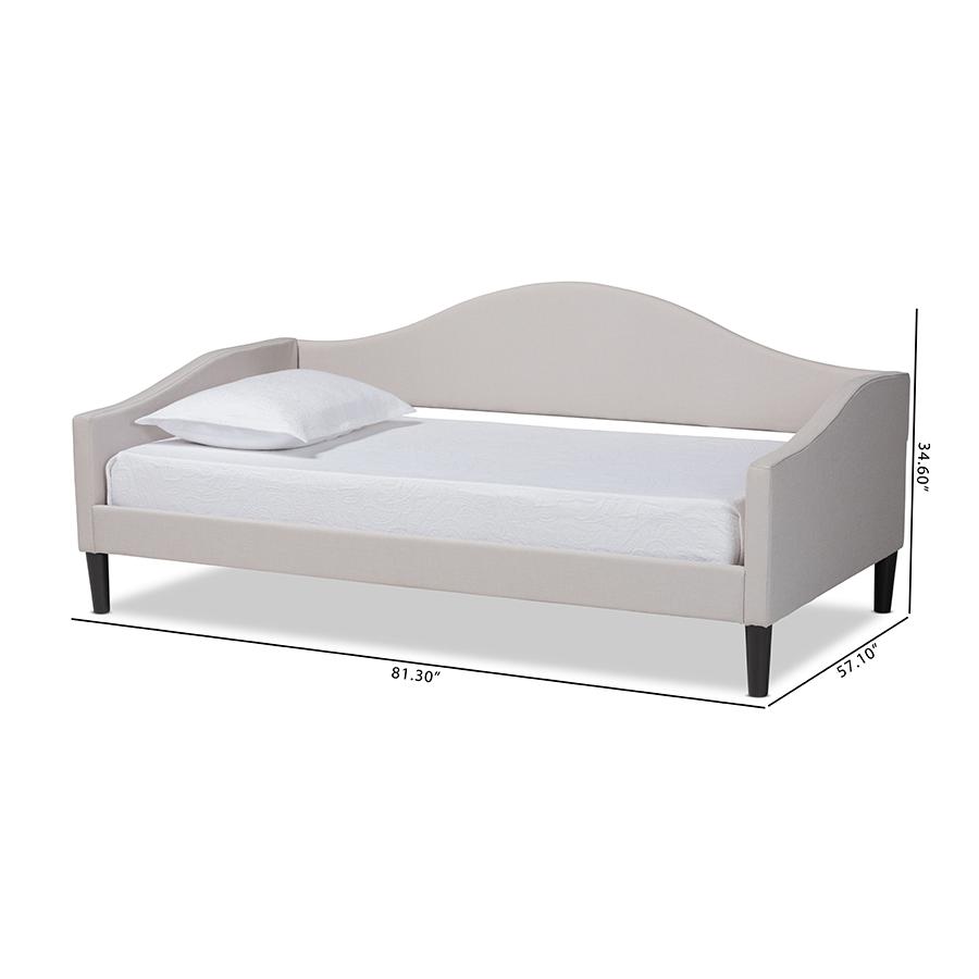 Beige Fabric Upholstered and Dark Brown Finished Wood Full Size Daybed. Picture 9