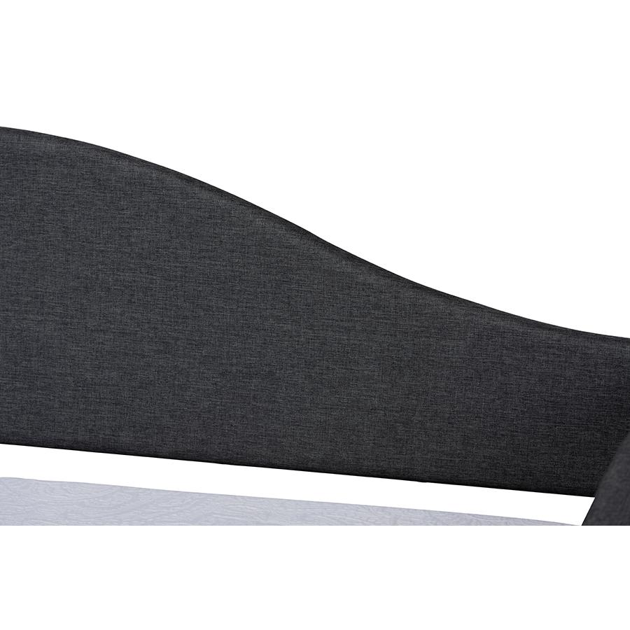 Charcoal Fabric Upholstered and Dark Brown Finished Wood Twin Size Daybed. Picture 4