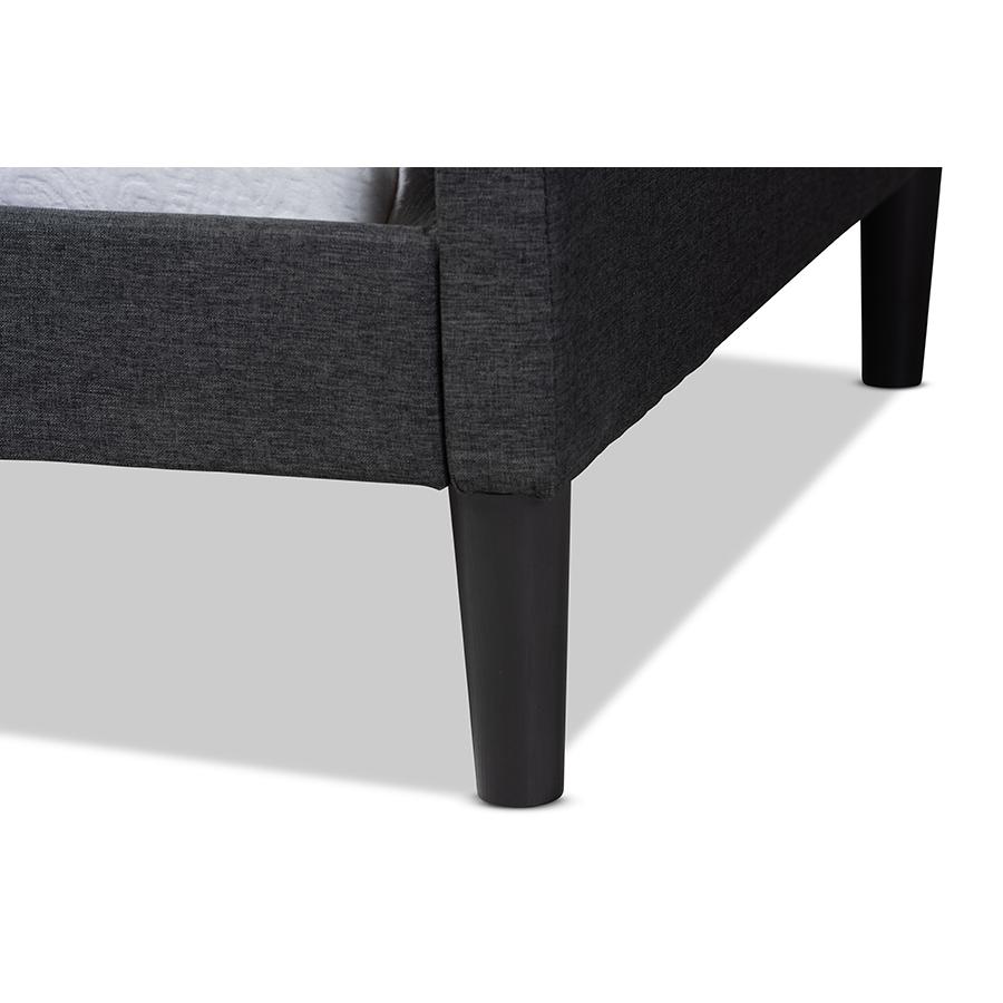 Charcoal Fabric Upholstered and Dark Brown Finished Wood Twin Size Daybed. Picture 5