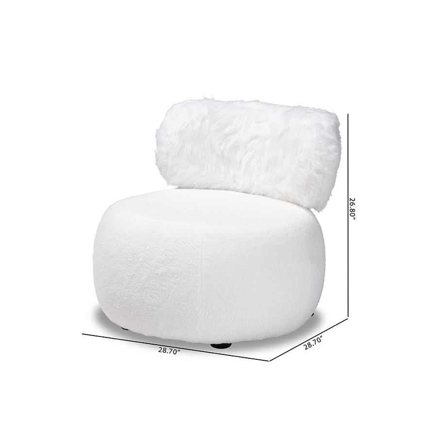 White Fabric Upholstered and Black Metal Accent Chair. Picture 9