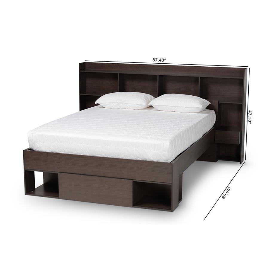 Baxton Studio Dexton Modern and Contemporary Dark Brown Finished Wood Queen Size Platform Storage Bed. Picture 12
