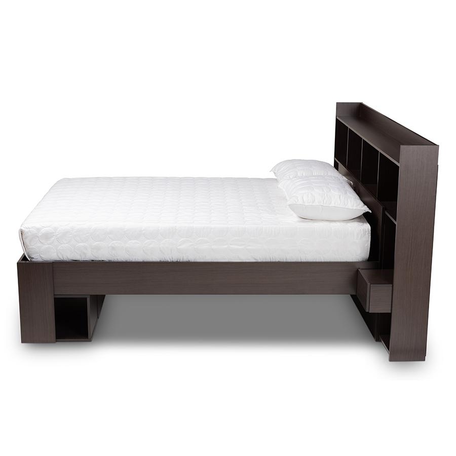 Baxton Studio Dexton Modern and Contemporary Dark Brown Finished Wood Queen Size Platform Storage Bed. Picture 3