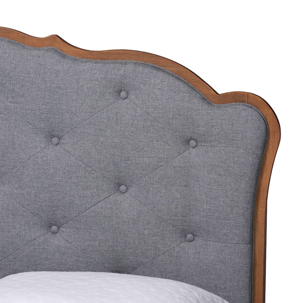 Aithan Platform Bed - Mid-Century Modern Bed with Upholstered Headboard, Queen. Picture 4