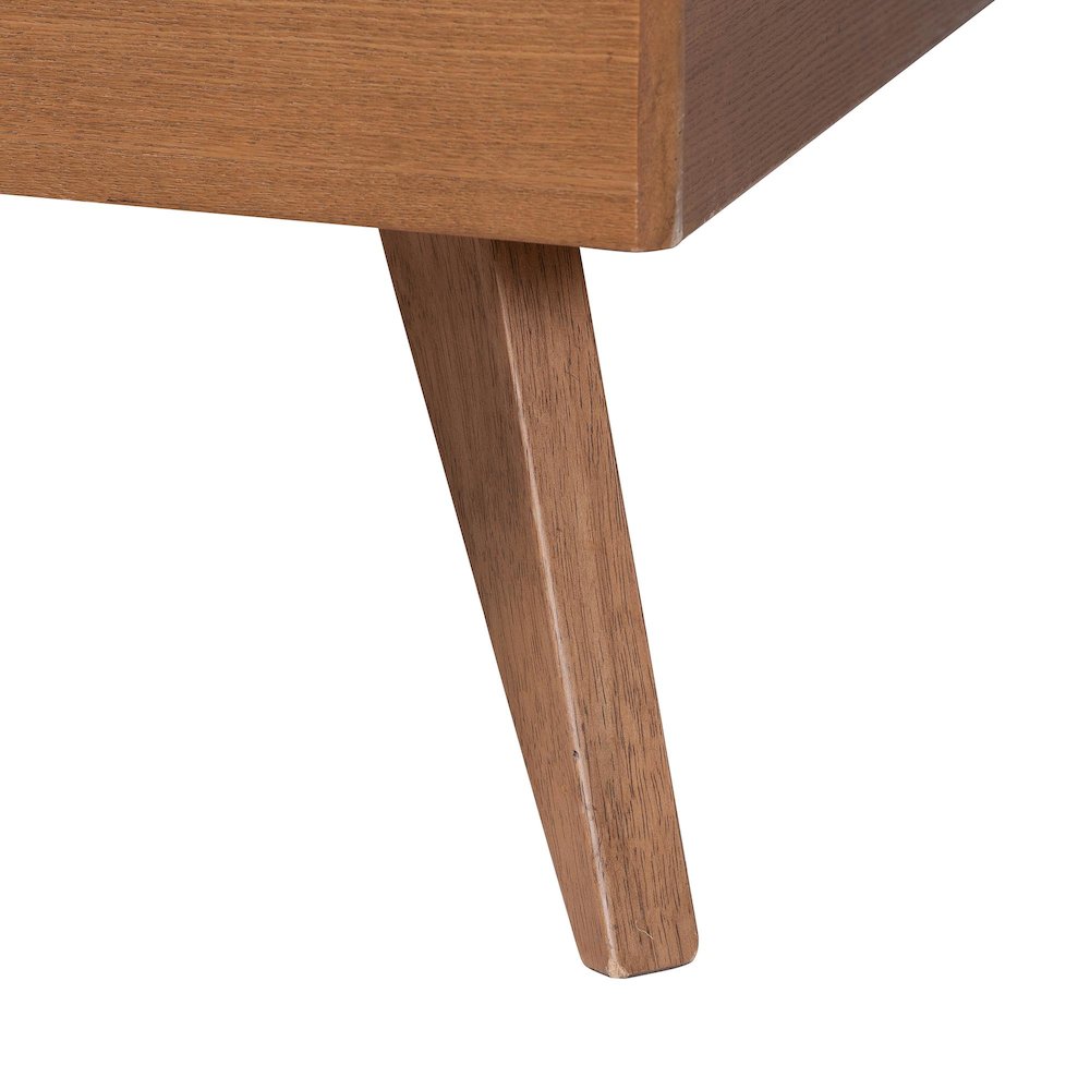 Aithan Platform Bed - Mid-Century Modern Bed with Upholstered Headboard, Queen. Picture 5