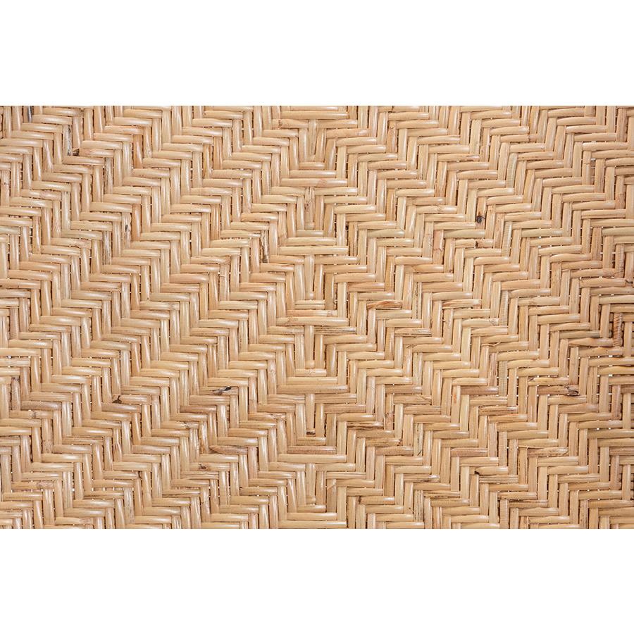 bali & pari Damani Modern Bohemian Natural Brown Finished Rattan Dining Chair. Picture 7