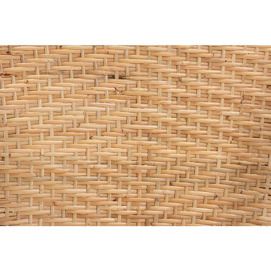 bali & pari Genna Modern Bohemian Natural Brown Finished Rattan Dining Chair. Picture 7