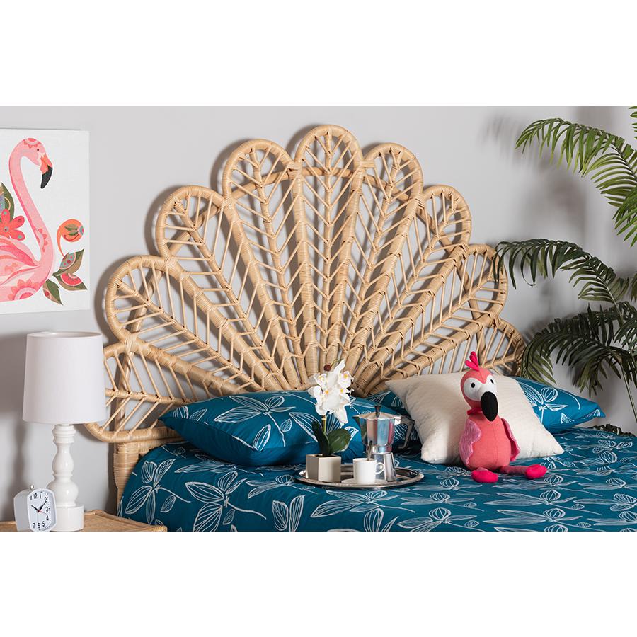 Bohemian Natural Brown Rattan Queen Size Standalone Headboard. Picture 4