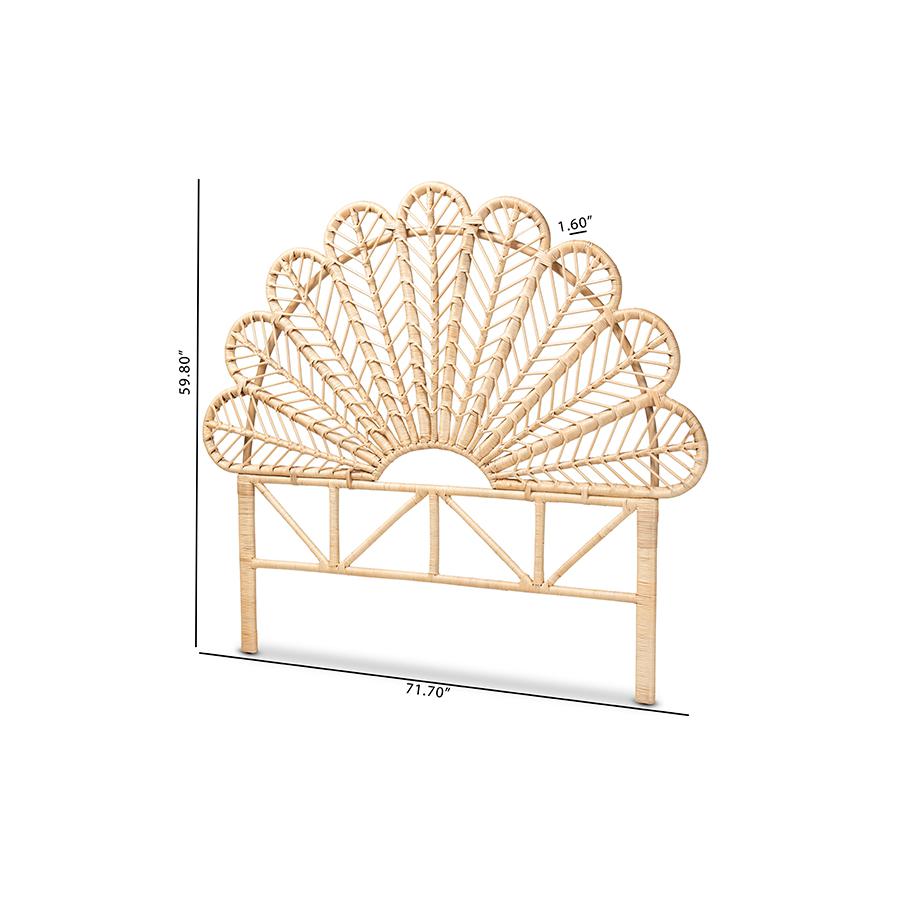 Bohemian Natural Brown Rattan Queen Size Standalone Headboard. Picture 6