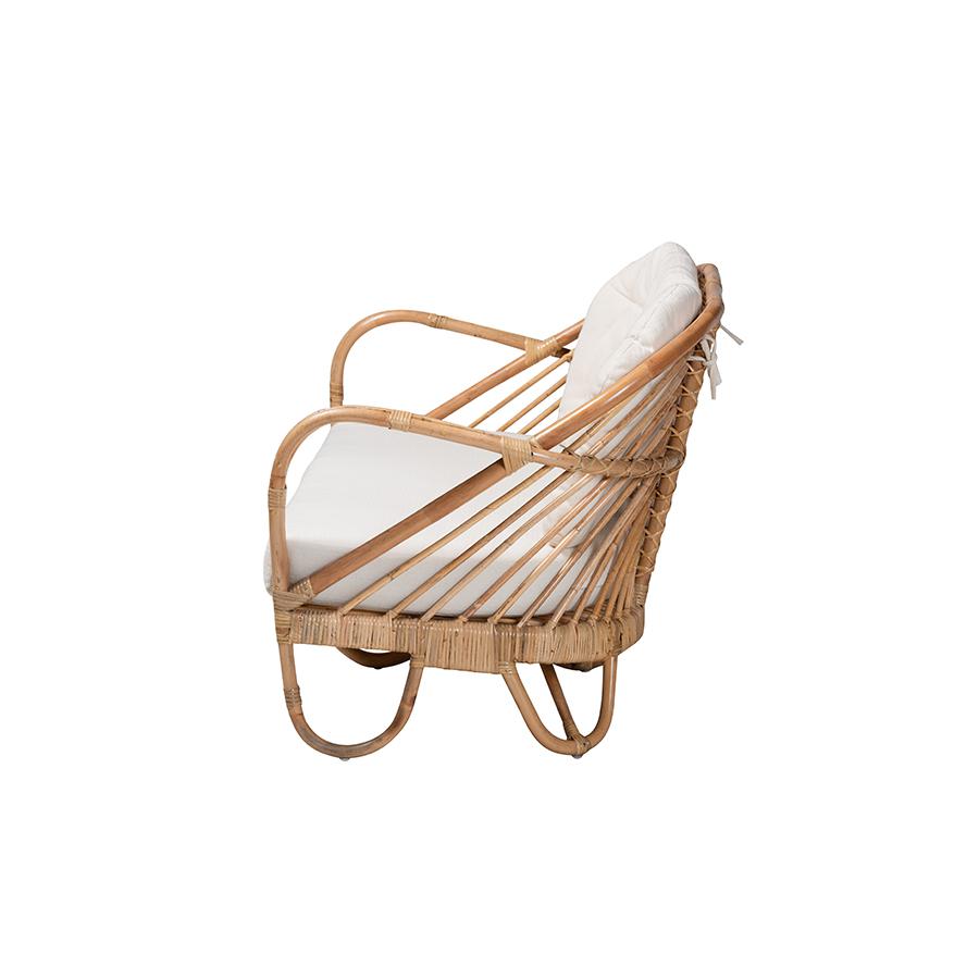 bali & pari Aliane Modern Bohemian Natural Brown Antique Rattan Loveseat. Picture 3