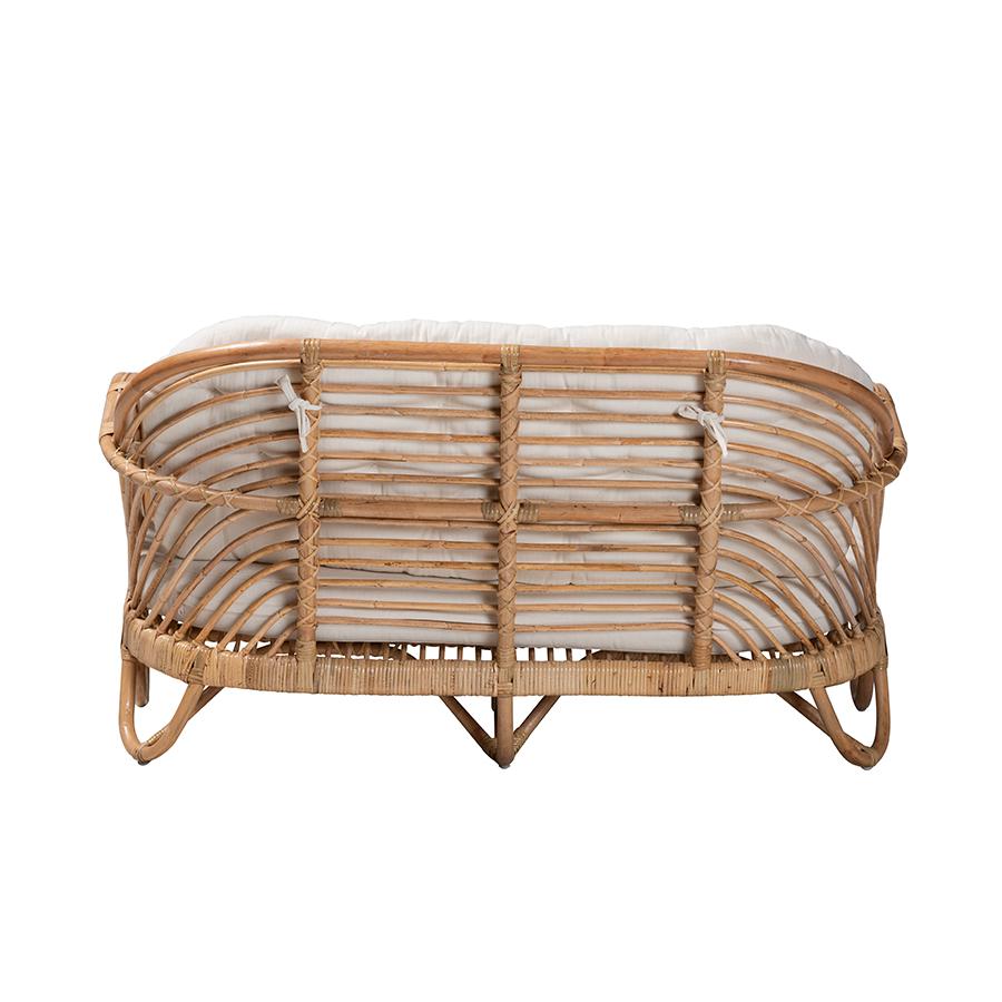 bali & pari Aliane Modern Bohemian Natural Brown Antique Rattan Loveseat. Picture 4