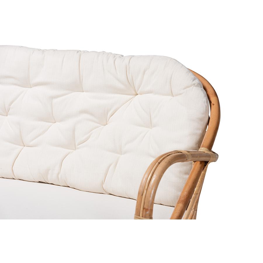bali & pari Aliane Modern Bohemian Natural Brown Antique Rattan Loveseat. Picture 5