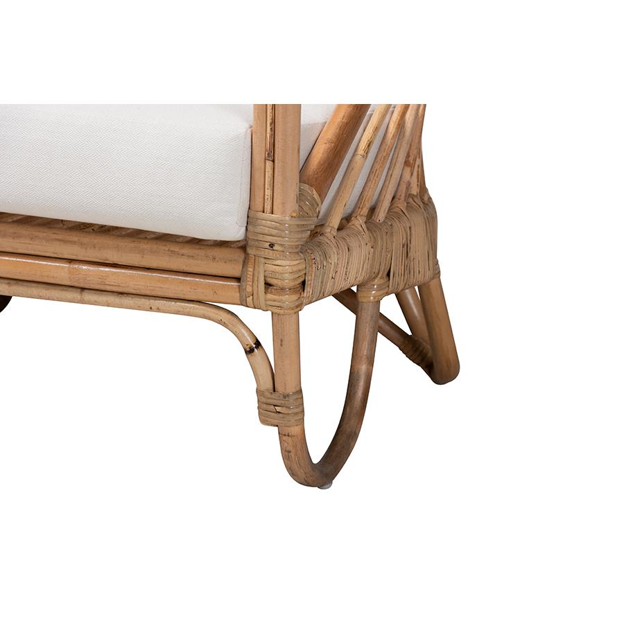 bali & pari Aliane Modern Bohemian Natural Brown Antique Rattan Loveseat. Picture 6