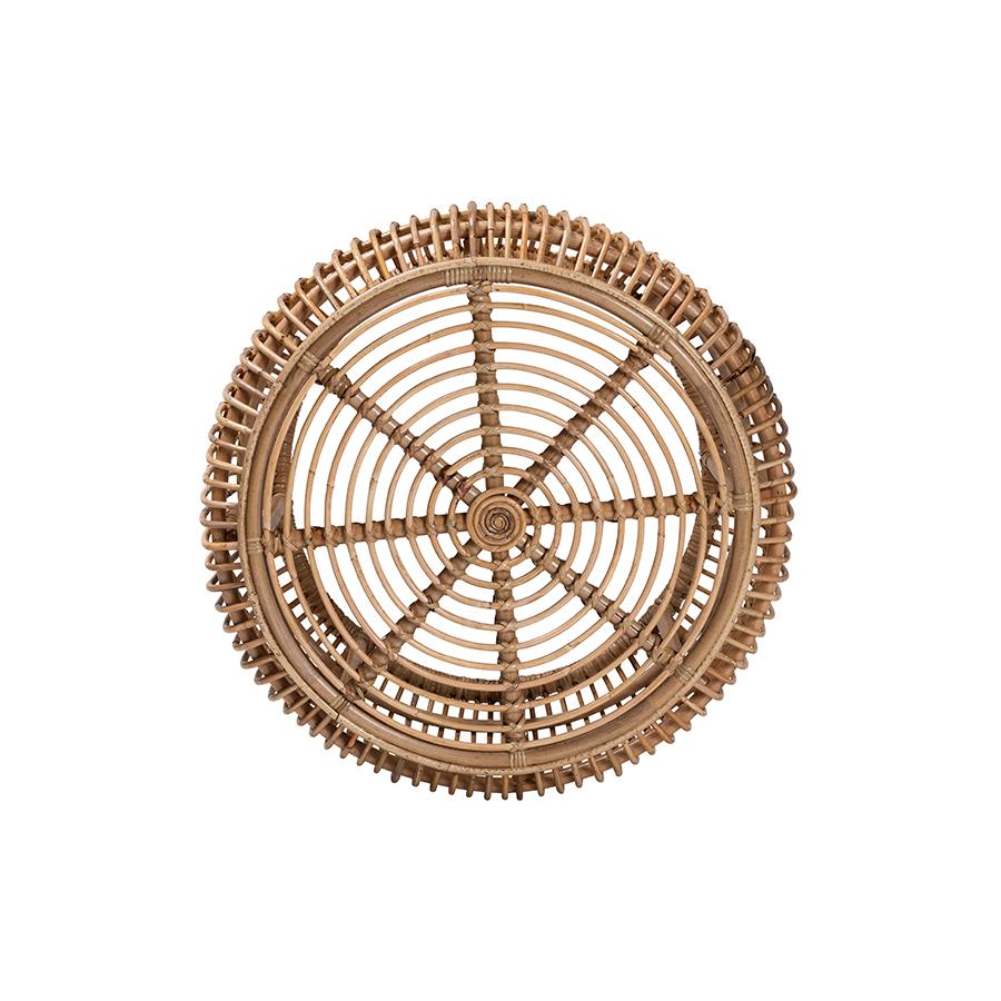 bali & pari Aliane Modern Bohemian Natural Brown Antique Rattan Coffee Table. Picture 3