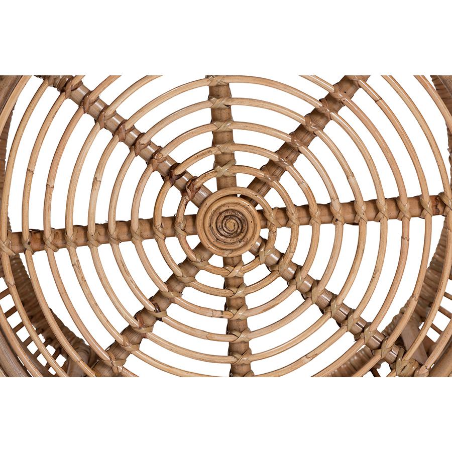 bali & pari Aliane Modern Bohemian Natural Brown Antique Rattan Coffee Table. Picture 4