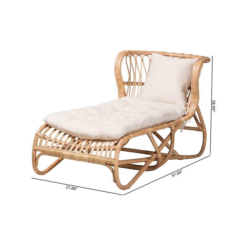 bali & pari Delara Modern Bohemian Natural Brown Rattan Chaise. Picture 10