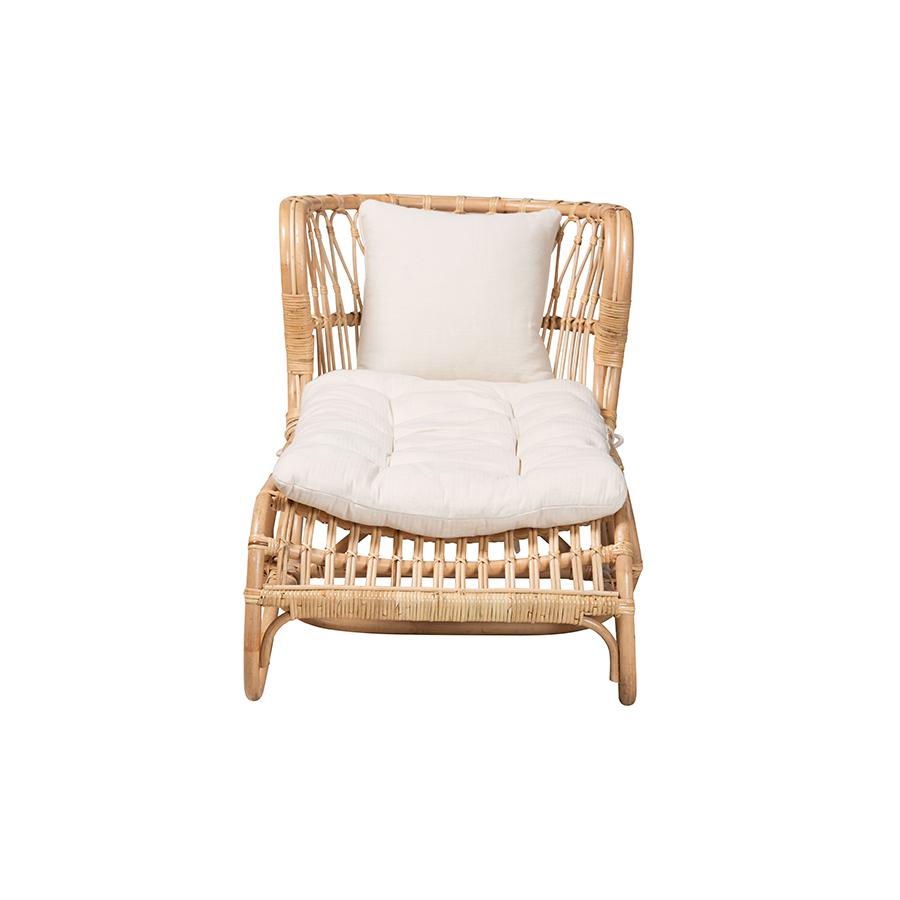 bali & pari Delara Modern Bohemian Natural Brown Rattan Chaise. Picture 2