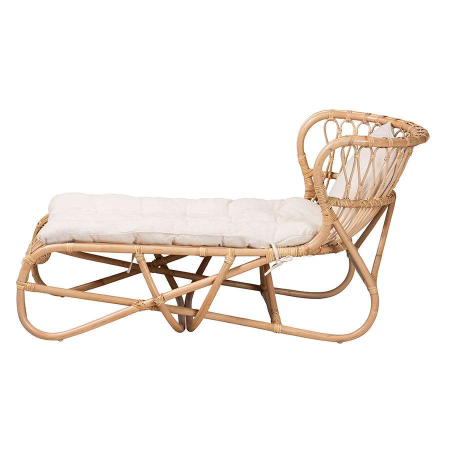bali & pari Delara Modern Bohemian Natural Brown Rattan Chaise. Picture 3