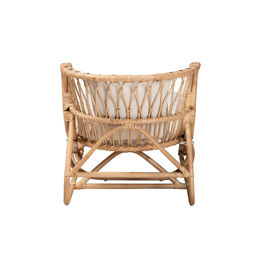 bali & pari Delara Modern Bohemian Natural Brown Rattan Chaise. Picture 4